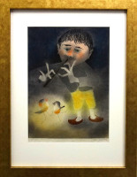 Ota Janeček - Pištec s ptáčky - originál 